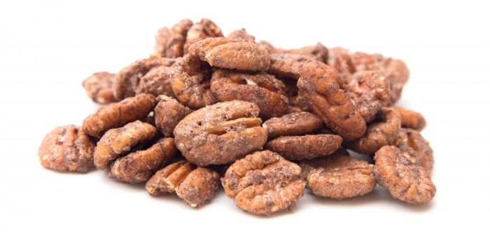 Candied,Pecans,On,A,White,Background
