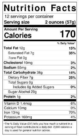 Sugar Free Chocolate Fudge Nutrition Facts